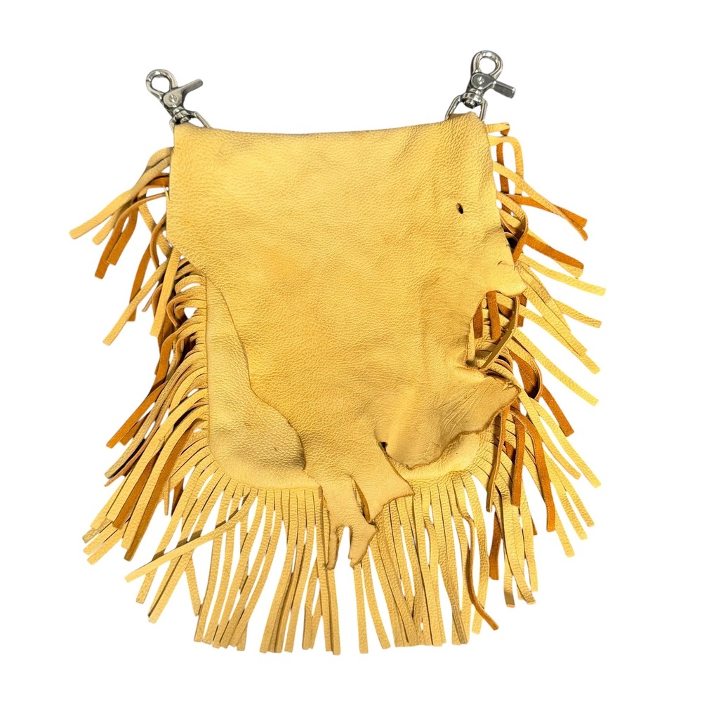 Blue Moon Yellow Fringe Leather Hip Bag Clip On Pouch Made in USA
